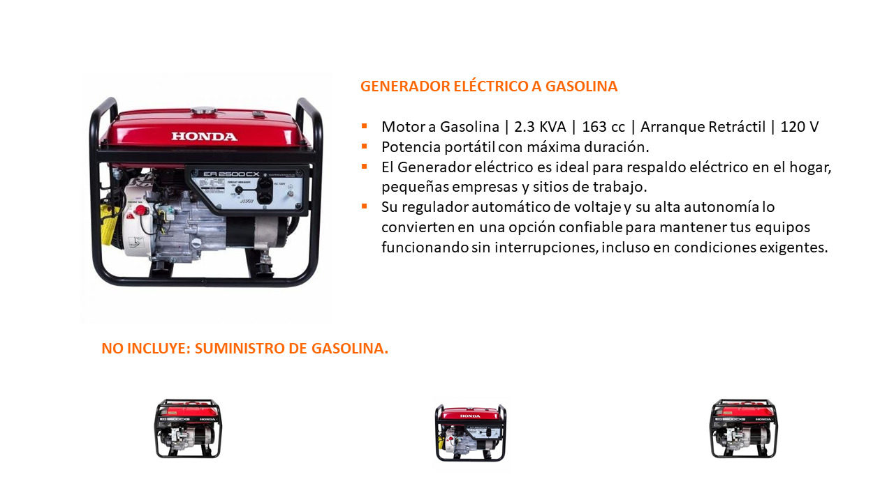 Ficha de producto de generador eléctrico Honda a gasolina