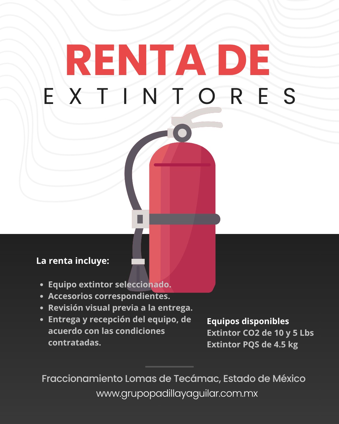 Folleto de renta de extintores para capacitación